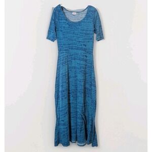 Whimsical Unicorn Dopamine Maximalist Blue Maxi Dress LuLaRoe L Made USA